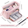 thumbnail image 3 of Estuche para lápices de gran capacidad, bolsa de mano para lápices, bolsa para cosméticos, portátil, regalo para oficina, escuela, adolescentes (rosa), 3 of 4