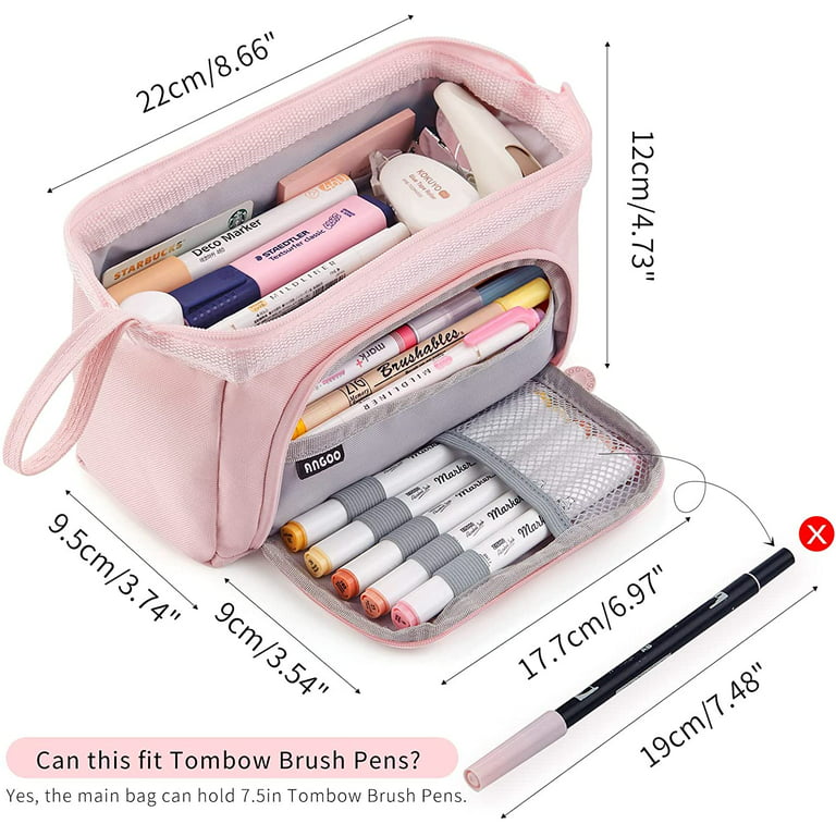 Wholesale Pencil Case Large Pencil Pouch Big Capacity Pencil Bag Makeup Bag  Canvas Stationery Box Cosmetic Bag 396 pink From China