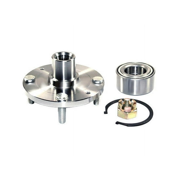 Front Wheel Bearing and Hub Repair Kit with Retaining Ring and Axle Nut - Compatible with 2001 - 2006 Hyundai Elantra 2002 2003 2004 2005