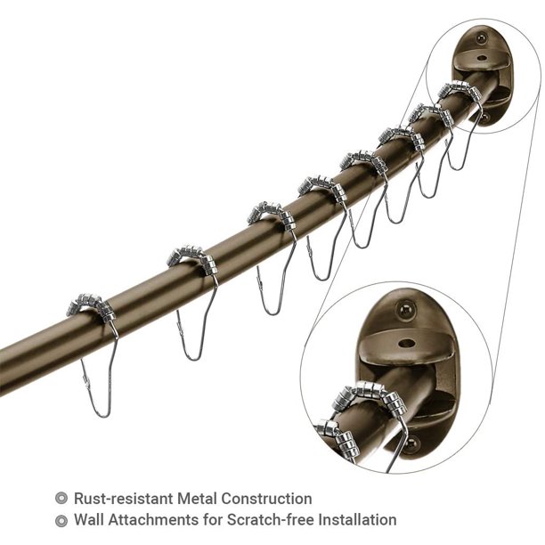 Excell 40"72" Adjustable Curved Shower Curtain Rod, Bronze Walmart
