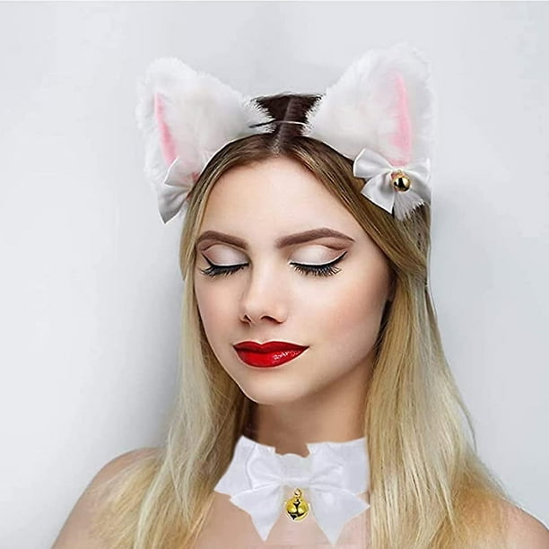 2 Diademas De Orejas De Gato De Felpa – Accesorios Para Fiestas Y Cosplay, Color Negro Y Blanco