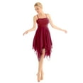 thumbnail image 3 of Sinleey Womens Lyrical Ballet Dancewear Mesh High-Low Hem Modern Dance Dress Wine_Red XXL, 3 of 7