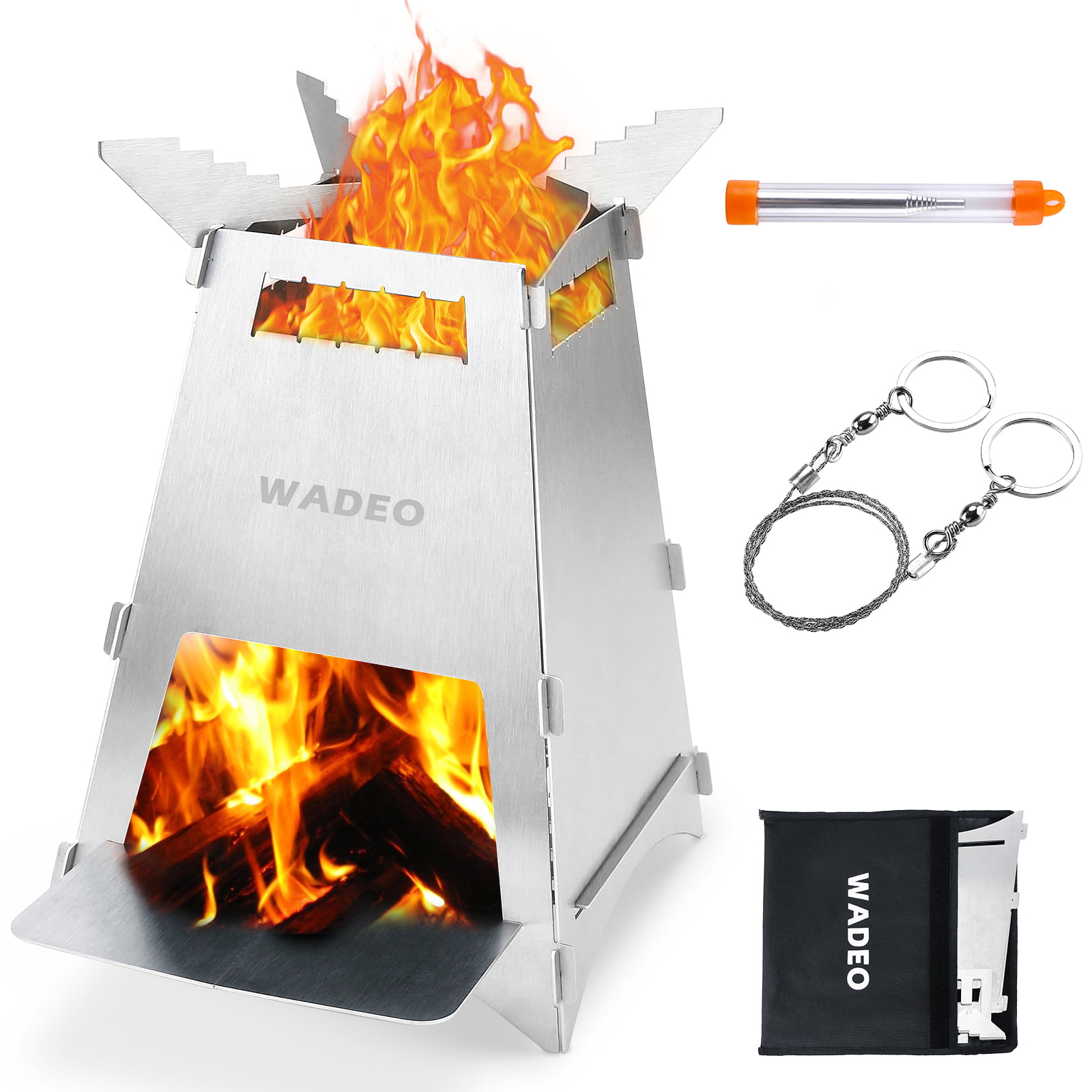 Camping Outdoor Survival Carrying Folding Wood Stove Burning Cooking Picnic CB 