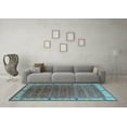 thumbnail image 3 of Ahgly Company Indoor Square Oriental Light Blue Industrial Area Rugs, 8' Square, 3 of 4