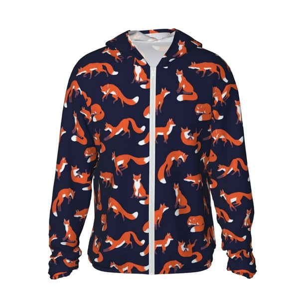 Fotbe Foxes In Different Poses Chaqueta con Protección Solar UPF 50+ para Hombre y Mujer, Camisa con Capucha y Bolsillos-Medium