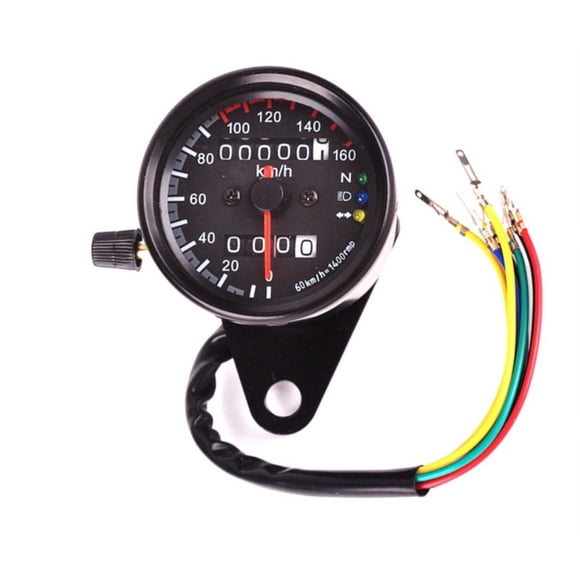 12V Universal Motorcycle Tachometer Gauge with LED Backlight for Night Use, Gear Position Display, Iron Construction, Black/Silver Optional Color - 300g, 10x7x7cm Package Size