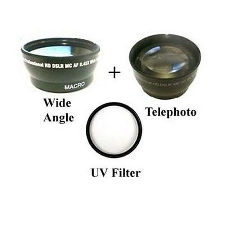 Wide Lens + Tele + UV Filter for Sony NEX-EA50, Sony NEX-EA50EH, Sony NEX-FS100, Sony (Best Lens For Sony Nex Fs100)