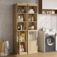 thumbnail image 7 of Narrow Bathroom Cabinet, 70" H Tall Slim Storage Cabinet with Glass Door and Open Shelves, Freestanding Storage Cabinets for for Small Spaces,Laundry Room, Living Room, Kitchen, 7 of 7