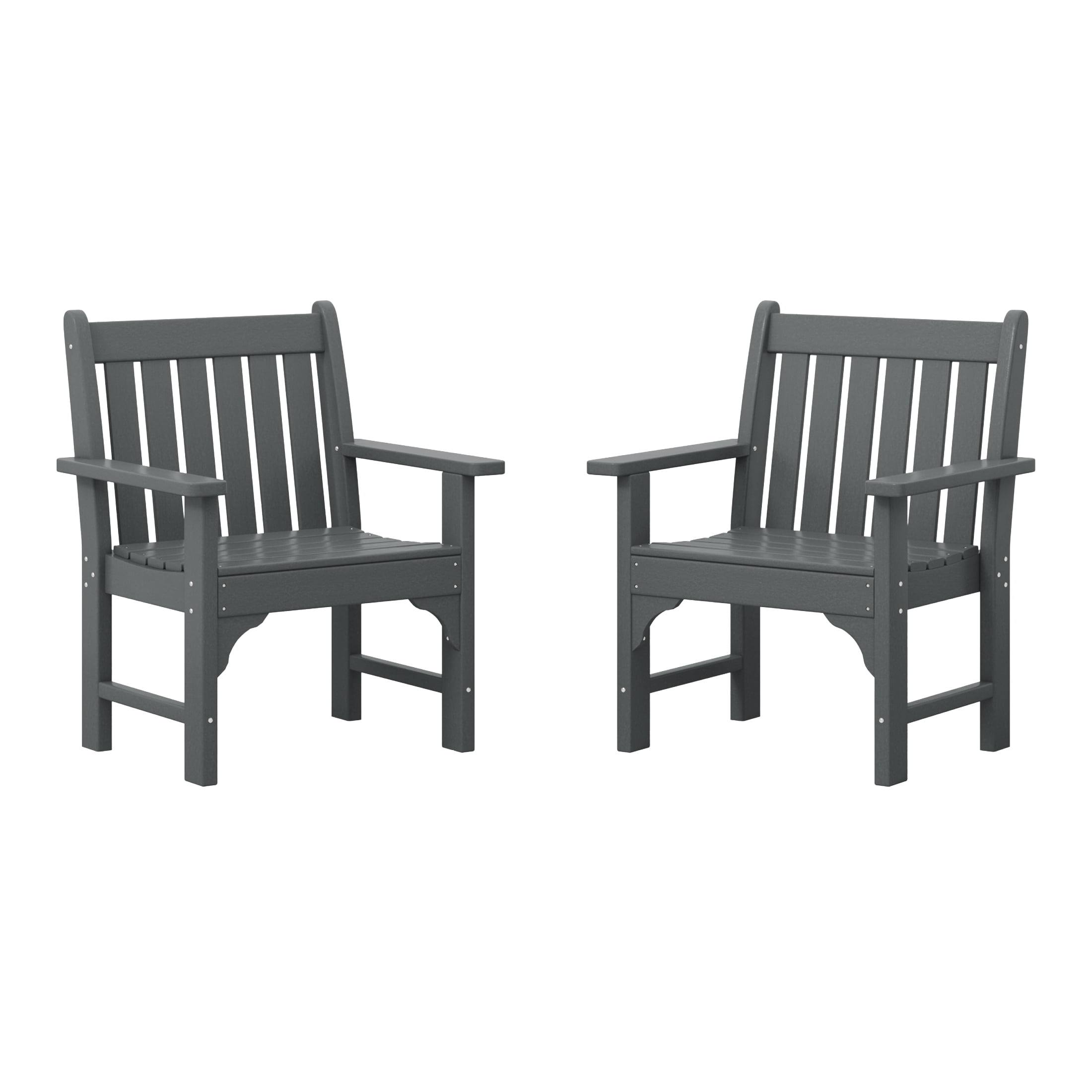 WestinTrends Malibu Outdoor Patio HDPE Adirondack Dining Arm Chairs (Set of 2), Gray