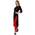 thumbnail image 3 of Bimba Women Black Red Rayon Tunic 3/4 Sleeve Kurta Kurti Casual Summer Clothing, 3 of 7