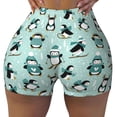 thumbnail image 2 of Honeii Winter Skiing Penguin Print Women's Workout Shorts, Gym Shorts for Active Wear, Sports Shorts,Women's Running Shorts,Quick Dry Athletic Shorts-Small, 2 of 8