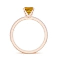 thumbnail image 3 of 1.94 CT Citrine Moissanite Ring Side Stone Engagement Ring in Sterling Silver/ Rose Gold Plated Cushion Shaped November Birthstone Wedding Ring, Birthday, Anniversary Jewelry, Ring Size 6, 3 of 4