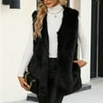 thumbnail image 2 of Stichou Winter Faux Fur Coats for Women Sleeveless Open Front Vests Coat Fashion Warm Solid Color Outerwear Jacket Black XL, 2 of 7