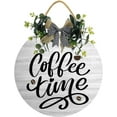thumbnail image 1 of Eveokoki 11" Coffee Time Sign,Wooden Coffee Bar Sign Round,Modern Farmhouse Coffee Bar Decor, Coffee Sign Hanging Wall Decor for Home Restaurants Outdoor Indoor Decoration, 1 of 5