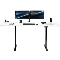 VIVO Electric Dual Motor 83” x 30” Standing Desk, White Top, Black Frame