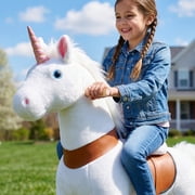 PonyCycle Ride-On Unicorn Toy with Sound and Hand Brake, Kid-Powered, Ages 4–7, White, U404