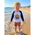 thumbnail image 6 of BemeyourBBs Toddler Baby Boys 2 Pieces Swimsuit Set Infant Boy Bathing Suit Long Sleeve Rash Guard Tropical Tree Print Shirt Tops with Swimming Trunks Shorts Set Kids Summer Swimwear Beachwear, 6 of 9