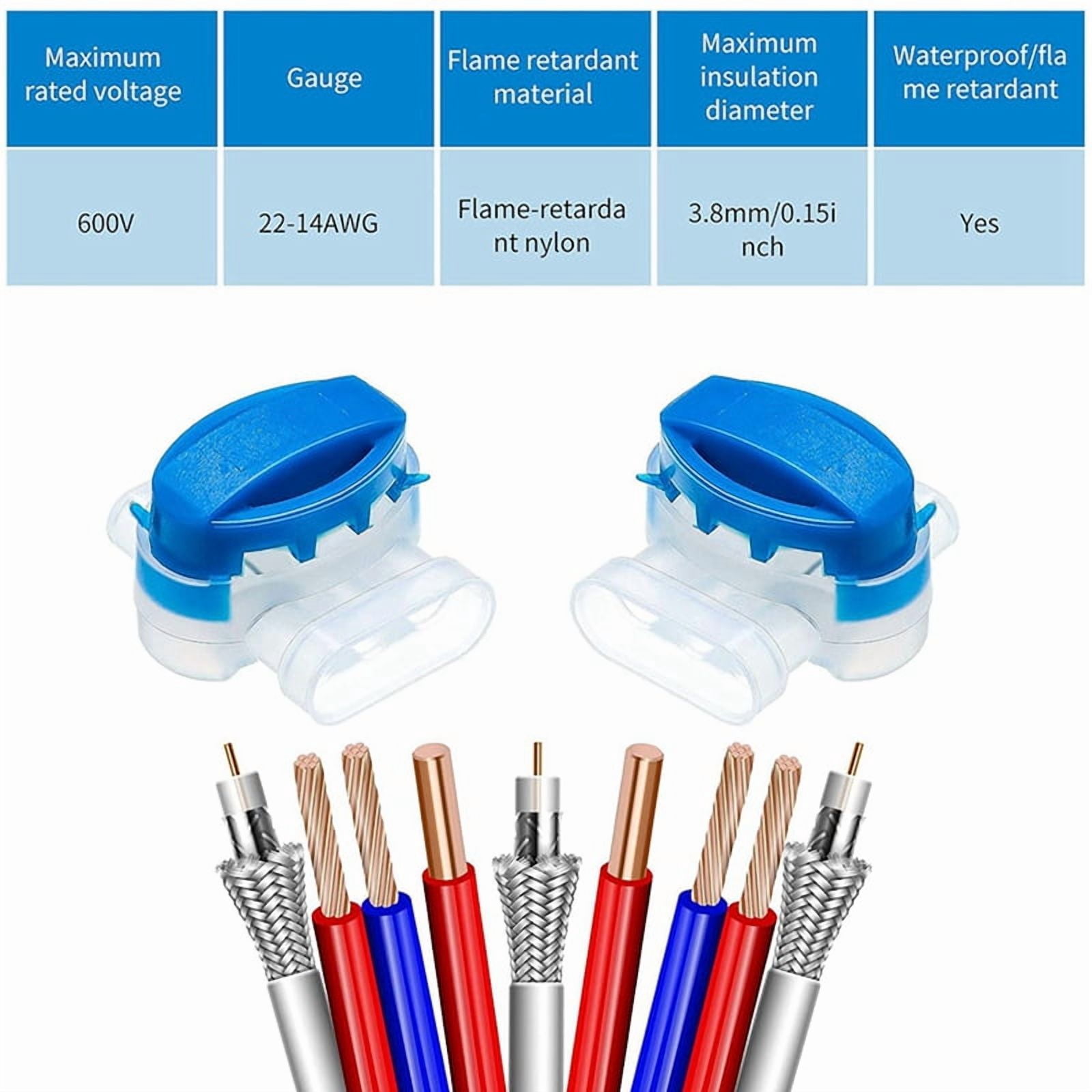 3 Way Wire Connectors Locks Electrical 314-Box Self-Stripping Pigtail 120Pcs