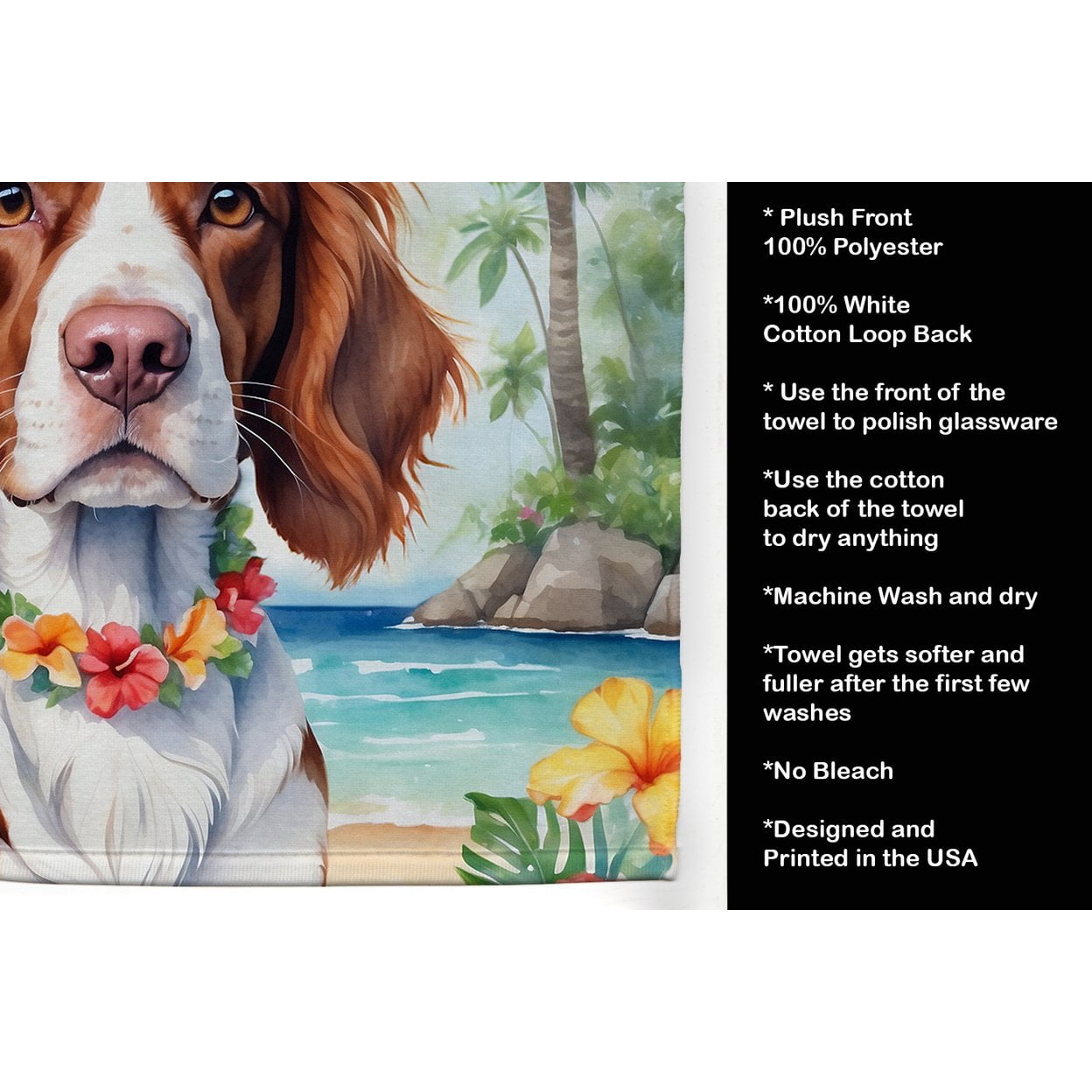 Carolines Treasures DAC6532KTWL 25 x 15 in. Welsh Springer Spaniel Luau Kitchen Towel