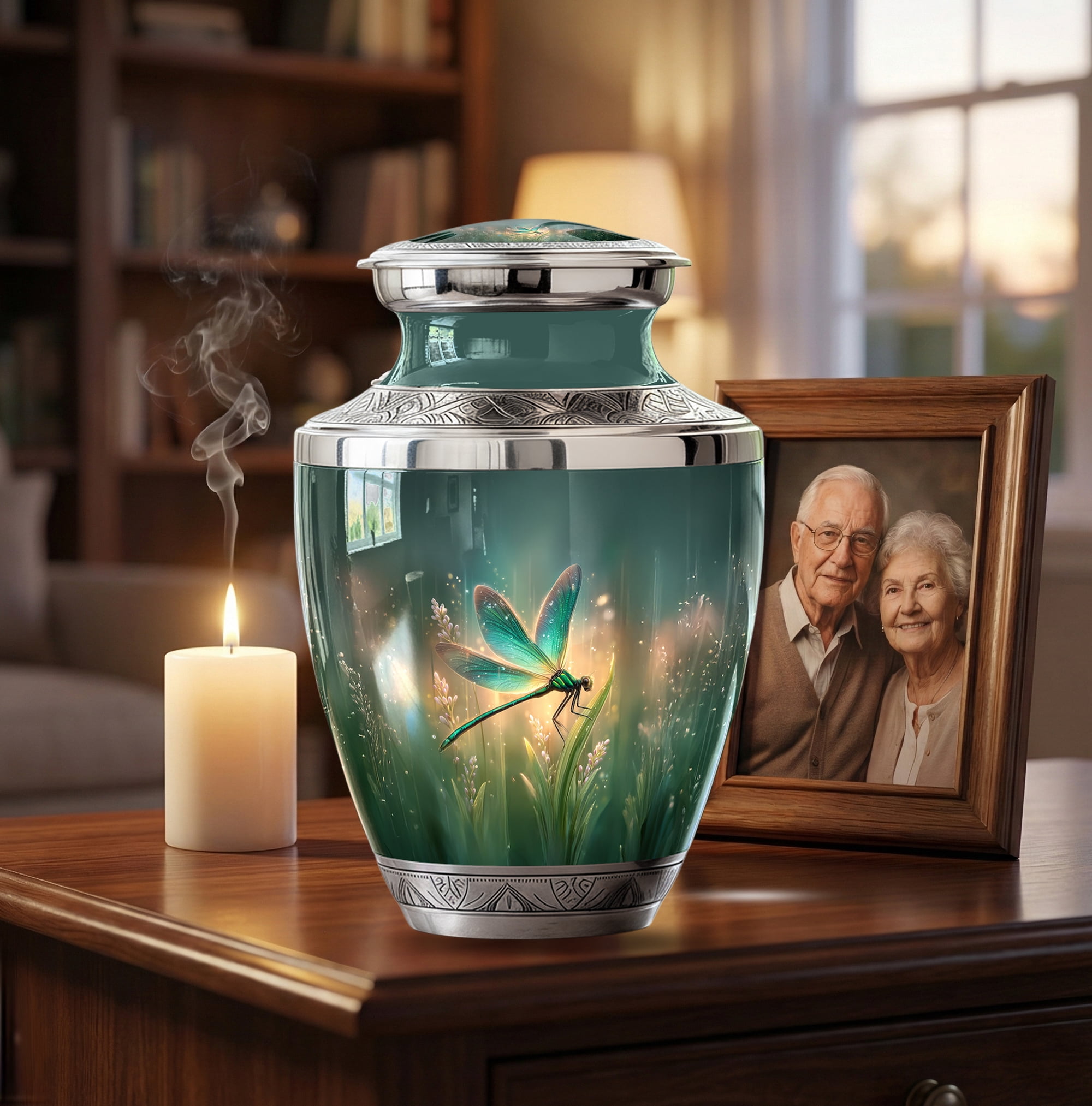 Dragonfly Urn For Human Ashes Adult Female - Large Urns For Human Ashes - Decorative Ash Holder For Mom - Funeral Urns For Women ( Size:-10 Inch 1pc )