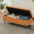 thumbnail image 3 of Andeworld Ottoman with Storage Bench, Modern Velvet Upholstered Rectangular Tufted Footstool Bench, Large Storage Bench for Bedroom,Living Room,Entryway (Brown), 3 of 6