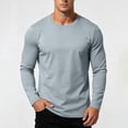 thumbnail image 6 of Daiosportswear Men's Cotton Crewneck T-Shirts Long Sleeve Plain Tee Moisture Wicking Casual Solid Color Tshirts Light Blue XXXL, 6 of 8