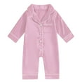 thumbnail image 5 of SERTG Toddler Kids Sleep Set Short Sleeve Solid Color Homewear Play Casual Romper for Boys and Girls 1-18 Months(Hot Pink,3 Months), 5 of 6