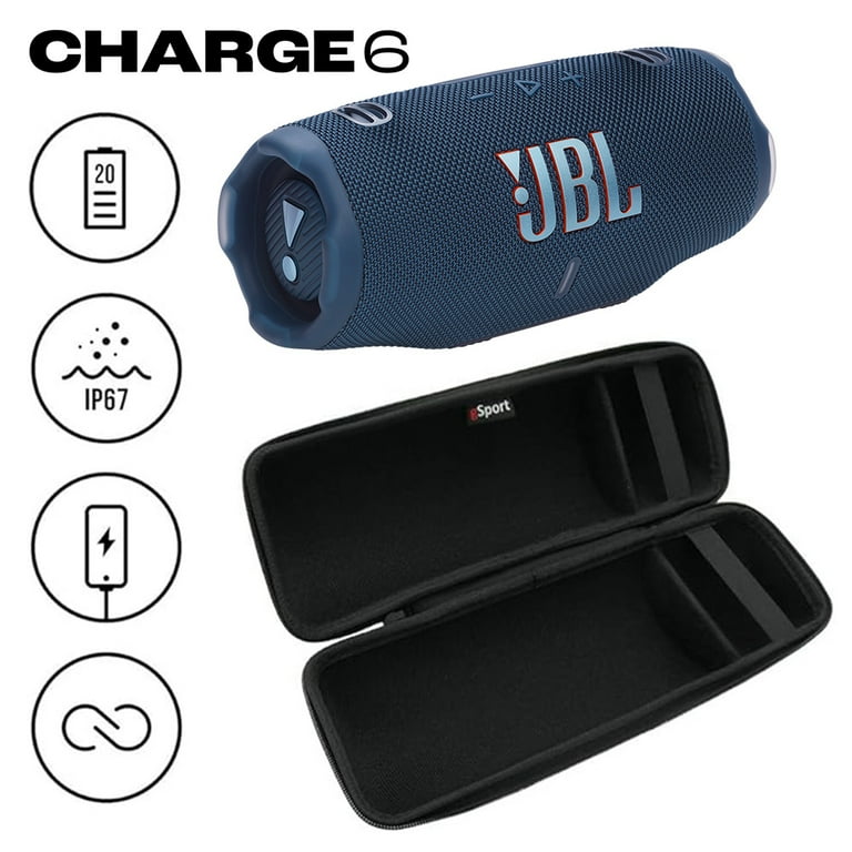 JBL CHARGE 6 Waterproof Portable Speaker Bundle with gSport Carbon