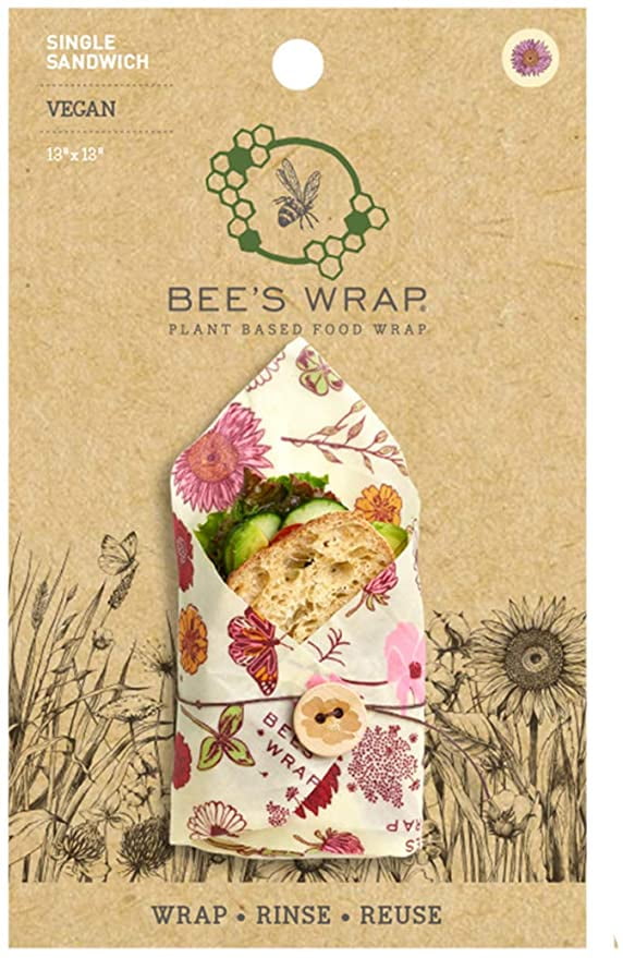 Bee's Wrap Sandwich Beeswax Wrap, Meadow Magic Print - Plastic-Free Food Storage