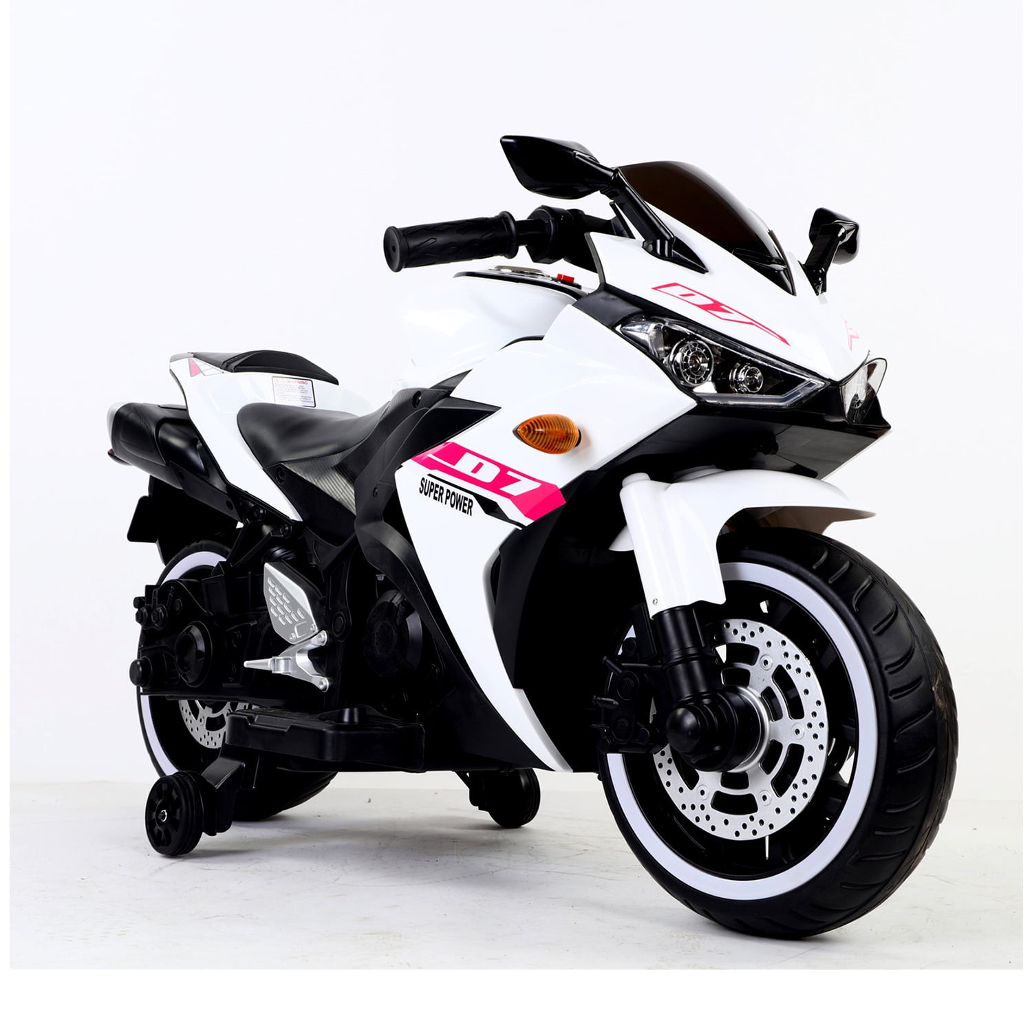 CIPACHO Kids Motorcycle 12V Powered Ride Ons for 3-6 Years Boys Girls Electric Kids Car Toys with Lightting Wheels, White
