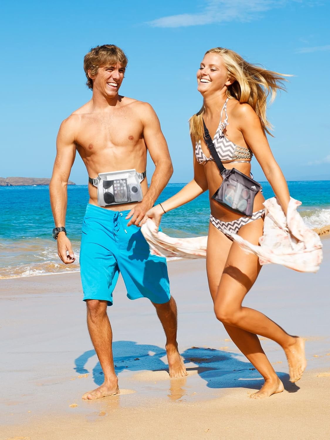 2/3/4 Pack Waterproof Pouch with Waist Strap, Screen Touchable Dry Bag with Adjustable Belt for Phone Valuables for Kayaking, Swimming, Snorkeling, Boating, Fishing, Surfing & Beach