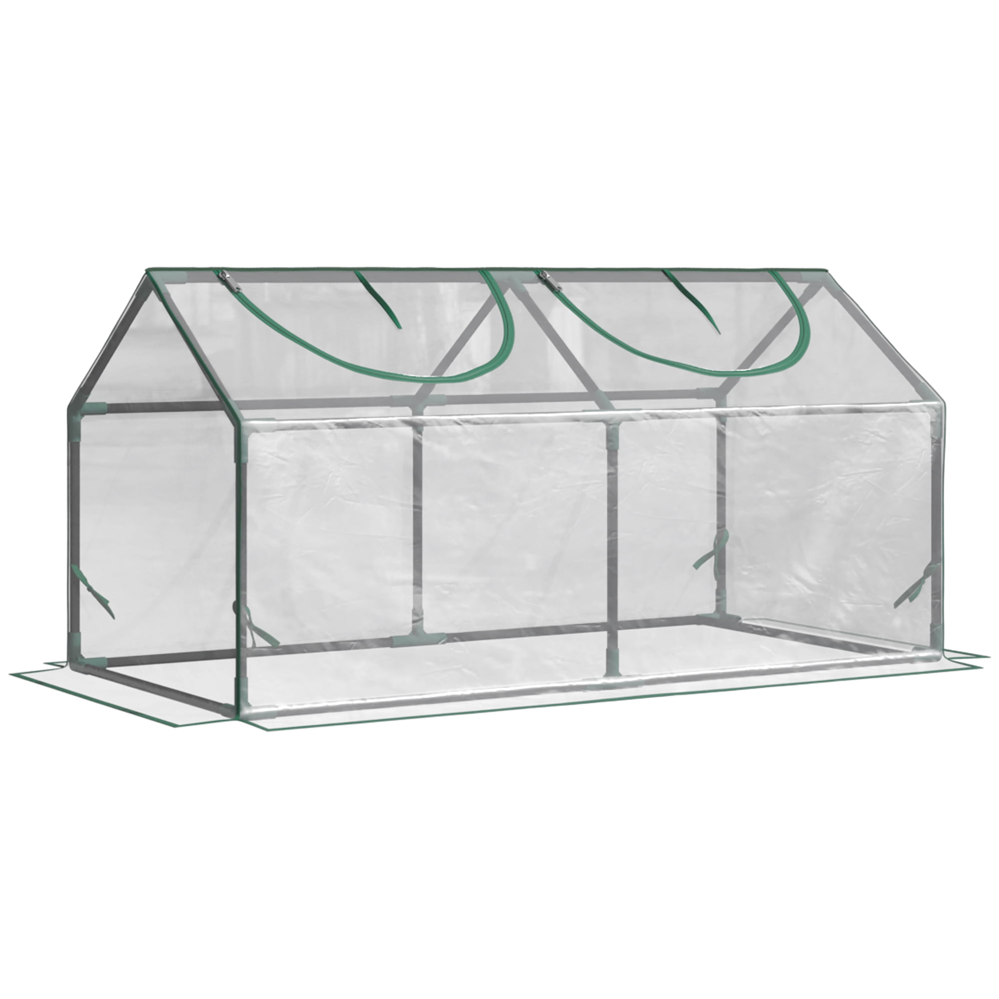 Outsunny 4' x 2' x 2' Mini Greenhouse with 2 Top Windows, Clear