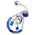thumbnail image 4 of Belly Navel Ring Reverse Dangle Surgical Steel Blue Star CZ Gems Dolphin 14g, 4 of 5
