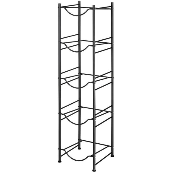 5-Tier 5 Gallon Water Bottle Holder - Heavy Duty Jug Organizing Storage Organizer Rack for Home or Office - Black