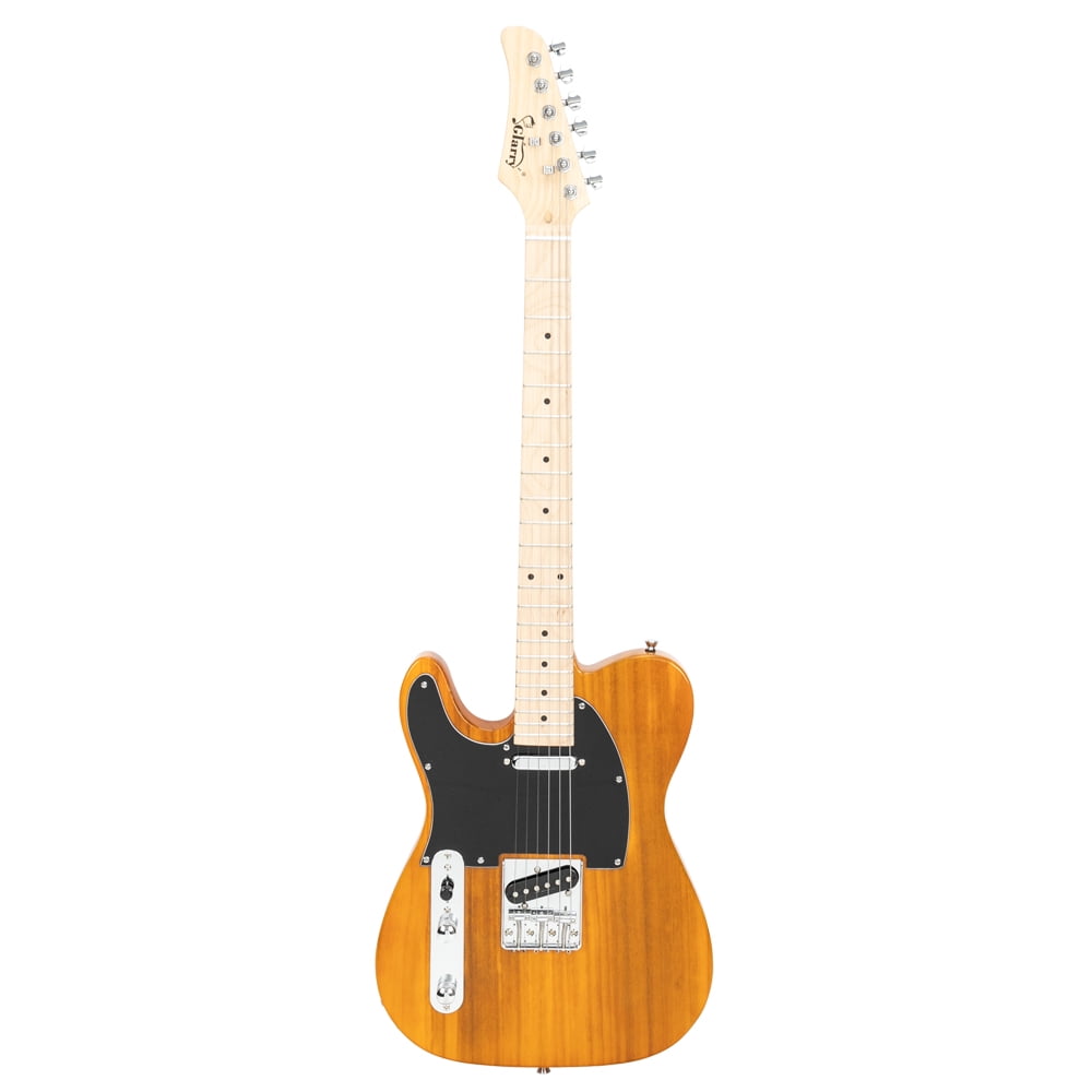 Kepooman GTL Left Hands Full Size Beginner Electric Guitar Starter Kit w/ Fingerboard SS Pickup for Beginners, Transparent Yellow