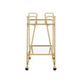 thumbnail image 5 of Linon Lawsonia 2-Tier Mid-Century Mobile Bar Cart with Mirrored Top, 32.5" Tall, 27 lb, Gold, 5 of 14