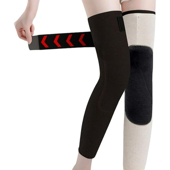Winter Seamless Knee Warmers, Adjustable Thermal Leg Sleeves for Women Men, Thick Plush Knee Brace Support for Winter(Q)