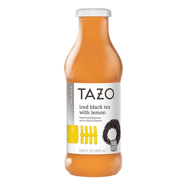 Tazo Iced Black Tea with Lemon 13.8 oz Glass Bottles Pack of 12