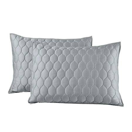 Better Homes & Gardens Tencel Quilted Pillow Shams, Silver, King (2 Count), All Ages