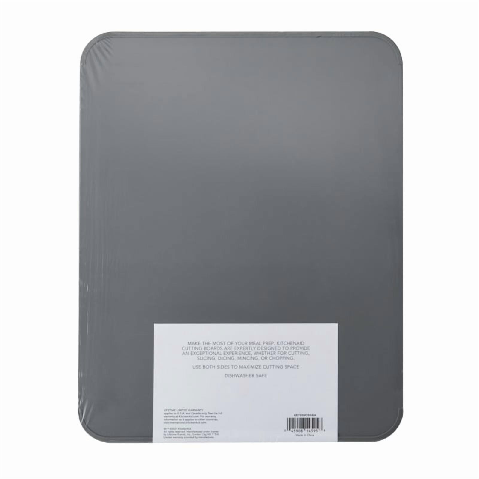 KitchenAid Classic Plastic Cutting Board with Trench, Non-Slip Edges, Dishwasher Safe, 11x14, Charcoal Gray