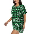 thumbnail image 2 of Lsque Christmas Pattern At Buffalo Plaid Women's Short-Sleeved Pajama Set - 2 Piece Soft and Lightweight Sleepwear Set-Medium, 2 of 9