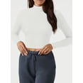 thumbnail image 4 of REORIA Women Base Layer Crop Top Mock Neck Long Sleeve Tops Slim Fit Ribbed Basic Pullover Cropped Shirts, 4 of 6