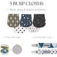 thumbnail image 6 of Dodo Babies 5 Pack Baby Burp Cloths with 2 Pacifier Clips and 1 Pacifier Case, 6 of 7