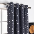 thumbnail image 3 of Silver Foil Outer Space Theme Blackout Curtains Dark Grey - 63, 3 of 5