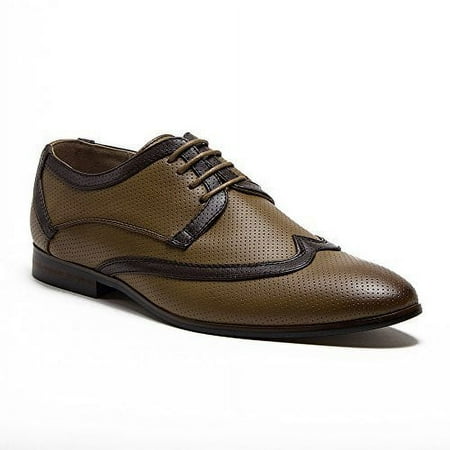 

Men s 36981 Leather Lined Perforated Two-Tone Lace Up Oxfords Shoes Camel 11