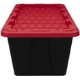 thumbnail image 3 of 4 Pack, 27 Gallon Large Storage Bin, Plastic Storage Container with Stackable Snap-On Lid, Black and Red, 3 of 7