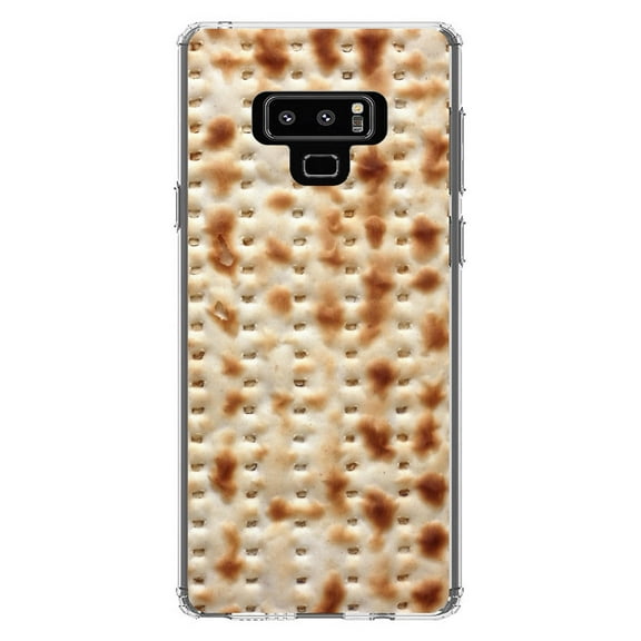 DistinctInk Clear Shockproof Hybrid Case for Samsung Galaxy Note 9 - TPU Bumper, Acrylic Back, Tempered Glass Screen Protector - Passover Matzah