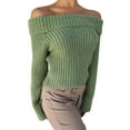 thumbnail image 2 of Seyurigaoka Slash Neck Off Shoulder Knitted Sweaters for Women Fall Winter Casual Pullovers Tops Solid Long Sleeve Jumpers Tops, 2 of 5