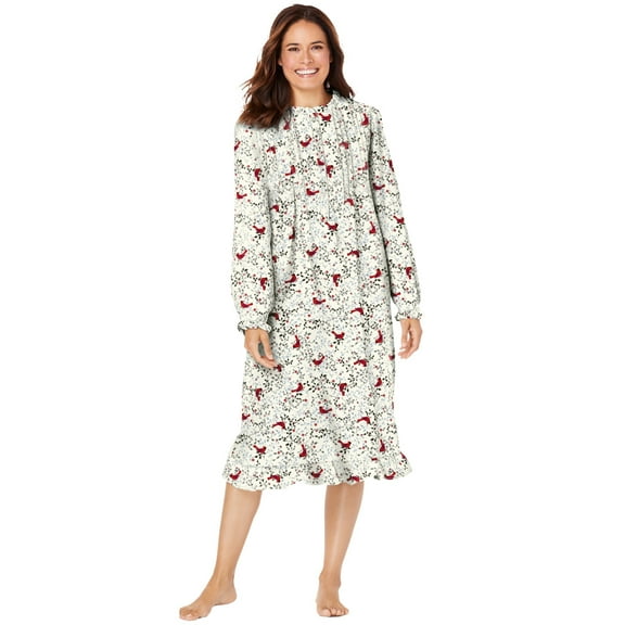 Only Necessities Plus Size Cotton Flannel Print Short Gown