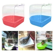 Walbest Caged Bird Bath - Bird Cage Parrot Supplies Bathing Tub for Small Brids Canary Budgies Parrot (White)